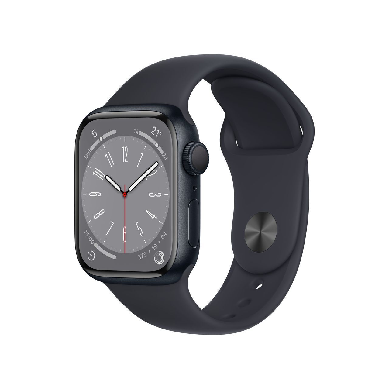 Apple Watch Series 8 41 毫米午夜色铝金属表壳搭配运动型表带，标准号 (GPS) (MNP53B/A)